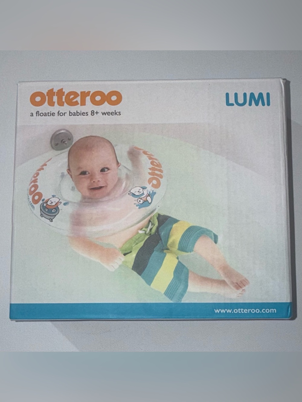 Otteroo LUMI Baby Neck Floatie Bath Float 8+ Weeks Clear New Complete in Box